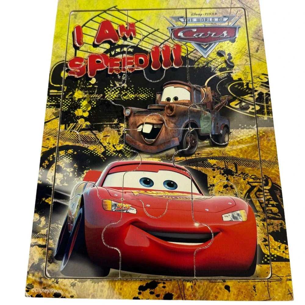 Y2K 2009 Disney Pixar Cars  Mcqueen Mater Wooden 12 piece jigsaw Tray Puzzle